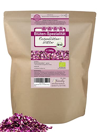 direct&friendly getrocknete Bio Rosenblütenblätter für Tee, zum Backen und Dekorieren von direct&friendly