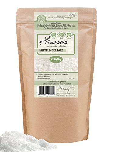 direct&friendly grobes Meersalz aus Kroatien perfekt geeignet für die Salzmühle (1 kg) von direct&friendly