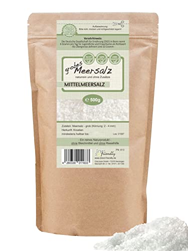 direct&friendly grobes Meersalz aus Kroatien perfekt geeignet für die Salzmühle (500 gr) von direct&friendly