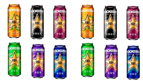 12 Dosen Rockstar Energy Drink Mix (6 Sorten) a 0,5L inc. 3.00€ EINWEG Pfand DPG + Space Riegel von doktor