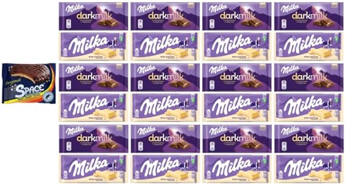 24 Tafeln Milka Mix aus 2 Sorten 12x Milka Weiße Schokolade a 100g/ 12x Milka Dark Milk a 85 g + Space Keks Gratis a 45g von doktor