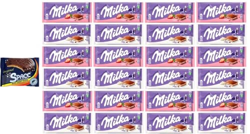 24 Tafeln Milka a 2 Sorten 12x Milka Erdbeer/12x Milka Joghurt a 100g + Space Keks Gratis a 45g von doktor