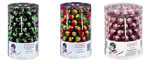 300 Küfa Lutscher Mix Lolly aus Kola-Kugel/Fruchtlutscher/Cherry-Kola Lolly a 17g einzeln verpackte Kugel-Lollis von doktor