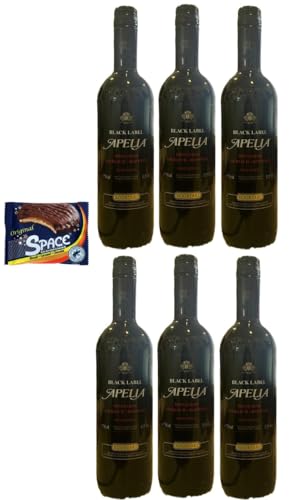 6 Flaschen Apelia Black Label Rotwein Lieblich a 0,75 L 11,5% vol. + Space Keks a 45g von doktor