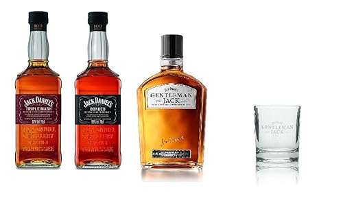 Jack Daniel´s Probier Box (1 x Jack Daniel´s Bonded 0,7l + 1 x Jack Daniel´s Triple Mash a 0,7l + 1 x Jack Daniel´s Gentleman a 0,7lJack + 1 Glas (Gentleman) a 0,2l von doktor