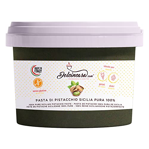 Dolcincasa-com Crema di Pistacchio Lusso 100% Pura Pasta di Pistacchio Siciliano per Gelati Pasticceria Ottimo Aromatizzante Scioglievole Spalmabile Prodotto a Bronte 250 grammi von dolcincasa-com