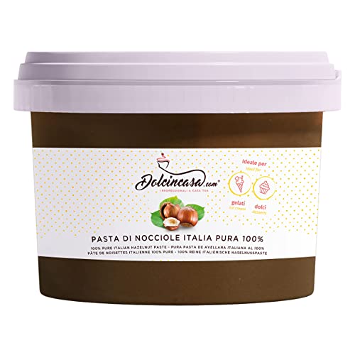 Dolcincasa-com Haselnusspaste 100% Reine streichfähige Creme für Eis Torten und Gebäck und Süßigkeiten Dekorationen Füllungen Glutenfrei ohne Verdickungsmittel 1 Kilogramm von dolcincasa-com