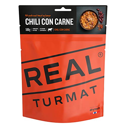 Original REAL / DRYTECH Norwegische Expeditionsnahrung, 5216 "CHILLI CON CARNE", 582 kcal / 142g (500g fertig) Notverpflegung von Drytech