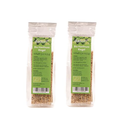 duówell Hanfnuss Riegel Bio Der gesunde Superfood-Snack, 2er Pack (2 x 63 g) von GloboVita