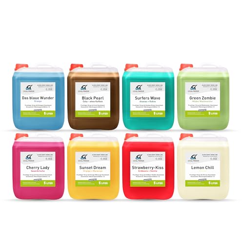 SLUSH SIRUP 8×5L SET AZO FREI • KONZENTRAT VON COOL FREEZE • COLA, ORANGE, KOKOS, WALDMEISTER, KIRSCHE, MARACUJA, ERDBEERE, ZITRONE • IDEAL FÜR SLUSHMASCHINE, EVENTS, PARTYS, SOMMER & KINDER SLUSH SIRUP 8×5L SET AZO FREI • KONZENTRAT VON COOL FREEZE • COLA, ORANGE, KOKOS, WALDMEISTER, KIRSCHE, MARACUJA, ERDBEERE, ZITRONE • IDEAL FÜR SLUSHMASCHINE, EVENTS, PARTYS, SOMMER & KINDER von e=mk² EINKAUFEN MIT KÖPFCHEN
