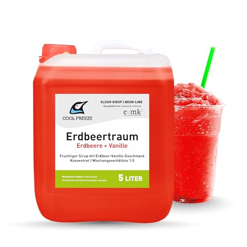 SLUSH SIRUP EIS ERDBEERTRAUM KONZENTRAT (ERDBEERE-VANILLE) 5 LITER DIREKT VOM HERSTELLER von e=mk² EINKAUFEN MIT KÖPFCHEN