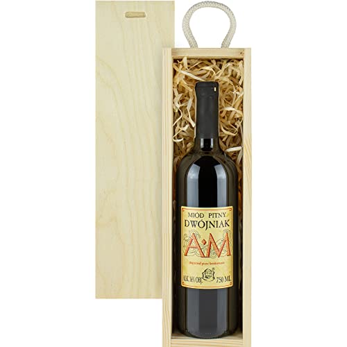 AM Met Dwójniak-Halber Geschenkset in einer leichten Holzbox | 750ml | 16% Alkohol Metwein | Polnische Produktion von eHonigwein.de Premium Quality