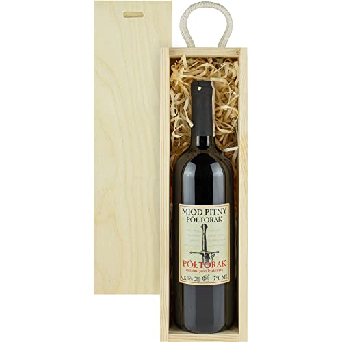 Met Półtorak-Einhalber Geschenkset in einer leichten Holzbox | 750ml | 16% Alkohol Metwein | Polnische Produktion von eHonigwein.de Premium Quality