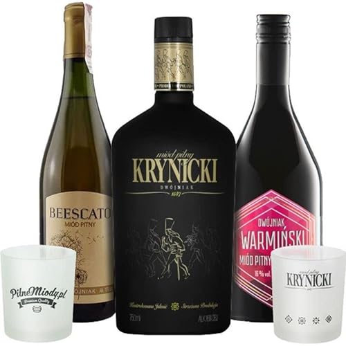 Set mit 3 Dwójniak-Halber Mets mit 2 Bechern|Beescato, Krynicki, Warmiński| | 2200ml | 16% Alkohol Metwein | Polnische Produktion Set mit 3 Dwójniak-Halber Mets mit 2 Bechern|Beescato, Krynicki, Warmiński| | 2200ml | 16% Alkohol Metwein | Polnische Produktion von eHonigwein.de Premium Quality
