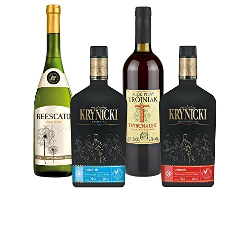 Setz von 4 Mets (Honigwein 2x Dwójniak-Halber / 2x Trójniak-Drittel) | 3000ml | 13-16% Alkohol Metwein | Polnische Produktion von eHonigwein.de Premium Quality