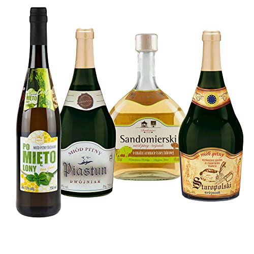 Setz von 4 Mets (Honigwein Dwójniak-Halber / 3x Trójniak-Drittel) | 3000ml | 13-16% Alkohol Metwein | Polnische Produktion von eHonigwein.de Premium Quality