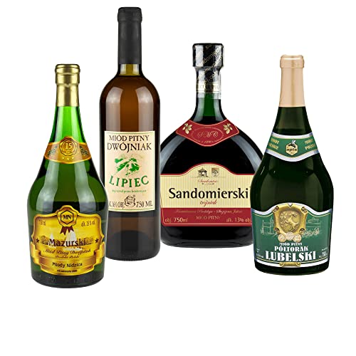Setz von 4 Mets (Honigwein Półtorak-Eineinhalber/ 2x Dwójniak-Halber/Trójniak-Drittel) | 3000ml | 13-16% Alkohol Metwein | Polnische Produktion von eHonigwein.de Premium Quality