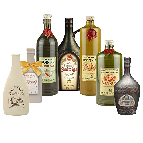 Setz von 7 Mets (Honigwein Półtorak-Eineinhalber/ 4x Dwójniak-Halber / 2x Trójniak-Drittel) | 4500ml | 13-16% Alkohol Metwein | Polnische Produktion von eHonigwein.de Premium Quality