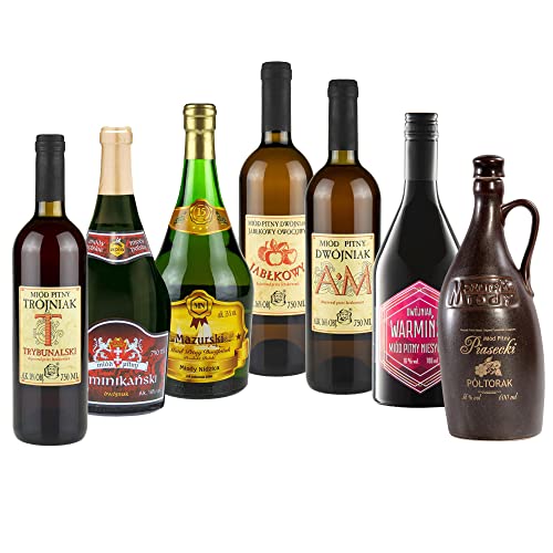 Setz von 7 Mets (Honigwein Półtorak-Eineinhalber/ 5x Dwójniak-Halber/Trójniak-Drittel) | 5050ml | 13-16% Alkohol Metwein | Polnische Produktion von eHonigwein.de Premium Quality