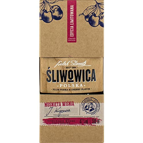 Śliwowica Polska Muśnięta Wiśnią 500 ml w kartonie (Sliwowitz, Pflaumenschnaps) | Flavoured Vodka, Pflaumen-Wodka |500 ml | 47% Alkohol | Toruńskie Wódki Gatunkowe | Geschenkidee | 18+ von eHonigwein.de Premium Quality