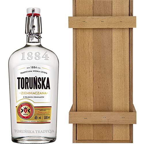 Torunska KartoffelWodka 0,5L in einem Holzkasten | Vodka |500 ml | 40% Alkohol | Toruńskie Wódki Gatunkowe | Geschenkidee | 18+ von eHonigwein.de Premium Quality