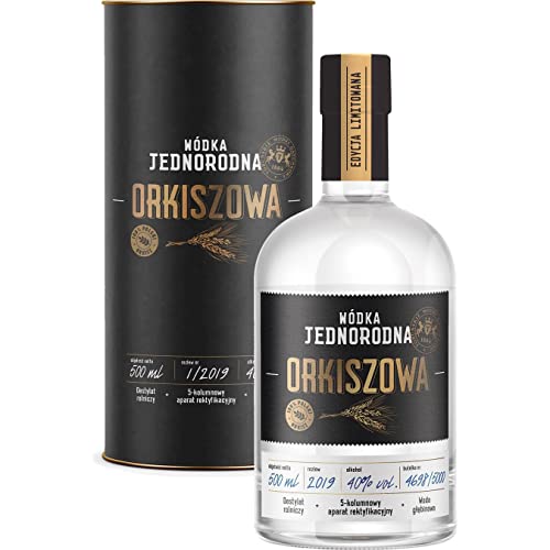 Wodka Jednorodna Orkiszowa (Einheitlicher DinkelWodka) 0,5L in der Tube | Vodka |500 ml | 40% Alkohol | Toruńskie Wódki Gatunkowe | Geschenkidee | 18+ von eHonigwein.de Premium Quality