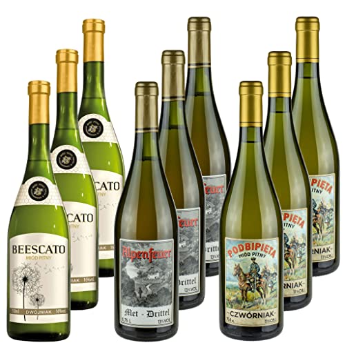 Met Set Dwójniak Beescato 3 x 750 ml, Trójniak Alpenfeuer 3 x 750 ml und Czwórniak Podbipięta 3 x 750 ml |Honigwein-Set Met Set Dwójniak Beescato 3 x 750 ml, Trójniak Alpenfeuer 3 x 750 ml und Czwórniak Podbipięta 3 x 750 ml |Honigwein-Set von eHonigwein.de