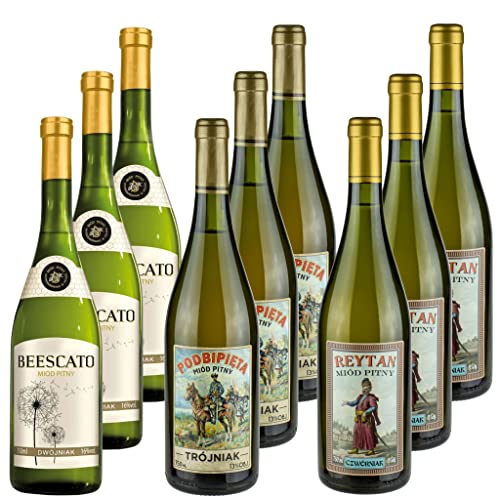 Met Set Dwójniak Beescato 3 x 750 ml, Trójniak Podbipięta 3 x 750 ml und Czwórniak Rejtan 3 x 750 ml |Honigwein-Set Met Set Dwójniak Beescato 3 x 750 ml, Trójniak Podbipięta 3 x 750 ml und Czwórniak Rejtan 3 x 750 ml |Honigwein-Set von eHonigwein.de