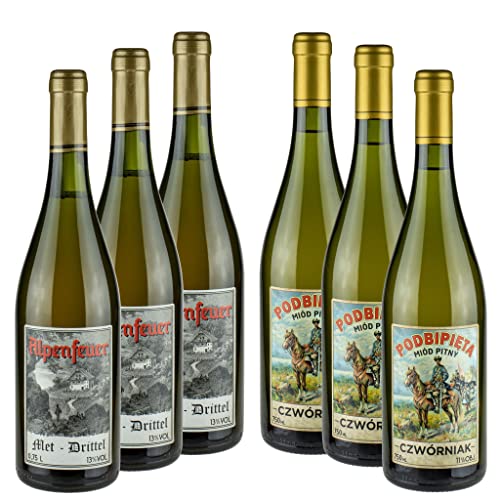 Met Set Trójniak Alpenfeuer 3 x 750 ml und Czwórniak Podbipięta 3 x 750 ml |Honigwein-Set Met Set Trójniak Alpenfeuer 3 x 750 ml und Czwórniak Podbipięta 3 x 750 ml |Honigwein-Set von eHonigwein.de
