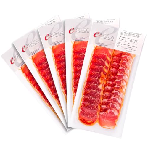 Packung 5 Beutel Iberische Cebo-Lende 50% iberische Rasse - in Scheiben geschnittenes Vakuum für maximale Frische - Traditioneller und Gourmet-Geschmack - Iberisch von eIbérico