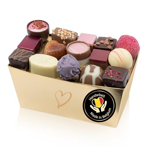ePralinchen handverarbeitete belgische Luxus-Pralinen – köstliche belgische Schokolade – Made in Belgium (500 g mit Alkohol, Love Edition) von ePralinchen