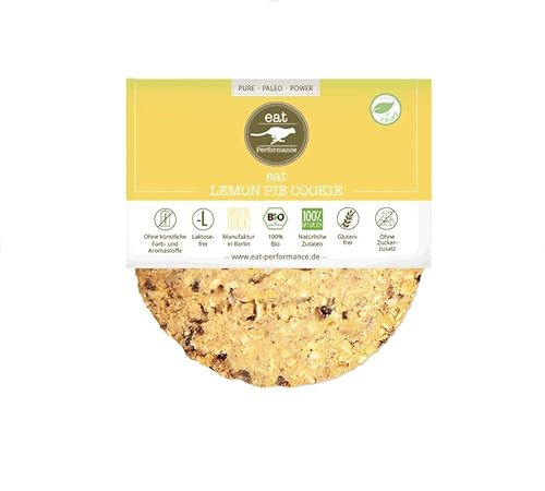 eat Performance® Lemon Pie Cookie (40g) - Leckerer veganer Keks ohne Milch I Paleo & Glutenfrei I Bio Cookies aus 100% natürlichen Zutaten von eat Performance