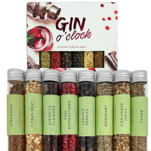 Eat.Art Gin O Clock Gin Geschenkset | Machen Sie Ihren eigenen Gin mit Geschmack | Gin und Cocktails zu Hause | Mixology 8 Botanische Zutaten-Kit von eat.art