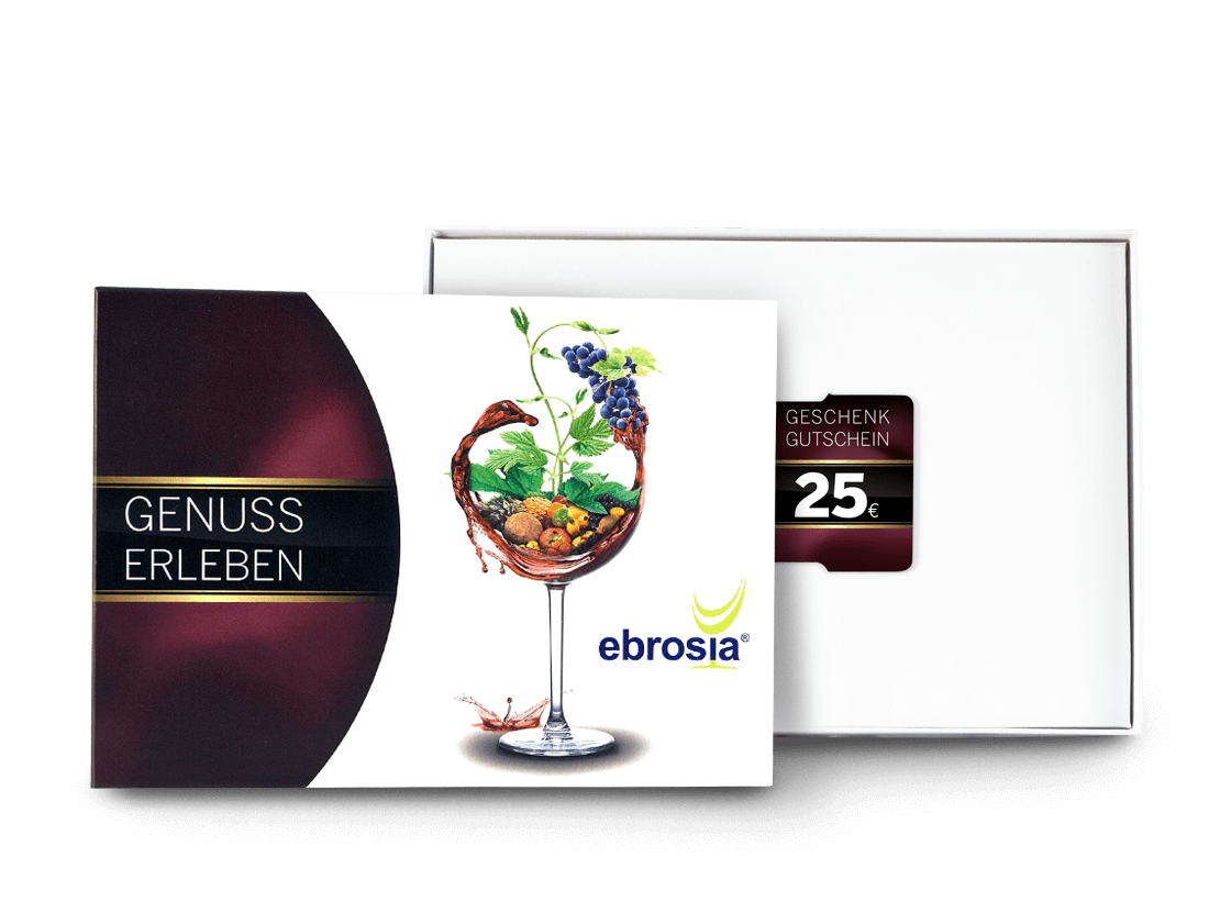 Geschenkkarte Wert 25 € in dekorativer Präsentbox von ebrosia
