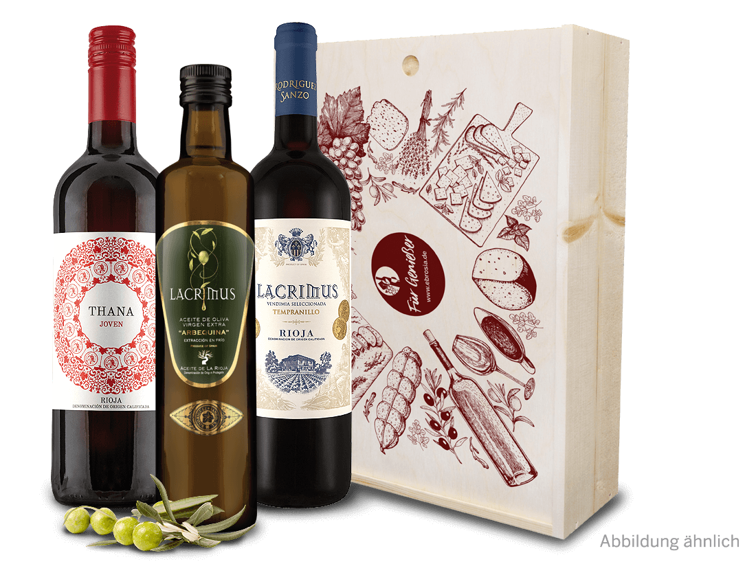 Wein-Geschenk Rioja-Rotwein & Olivenöl von ebrosia