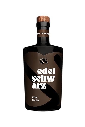 edelschwarz Cocoa Bio Gin, 500 ml, 42% vol. - premium handcrafted Cocoa Bio Gin - Edelkakao der Ur-Bohne Chuncho im Einklang mit alpinen Bio Botanicals - Qualität Made in Südtirol von edelschwarz