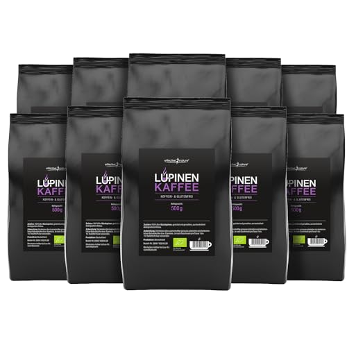 effective nature Lupinenkaffee - 10x 500 g Pulver - Der ideale Kaffeeersatz - Koffein- und Glutenfrei - Aus kontrolliertem Bio-Anbau - In Deutschland hergestellt – Vollmundig-aromatischer Geschmack von effective nature