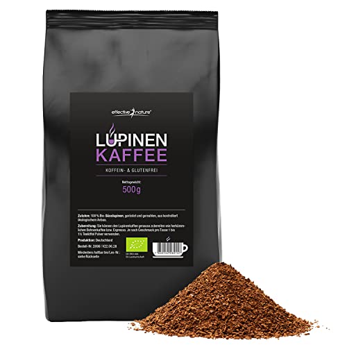 effective nature Lupinenkaffee - 500 g Pulver - Der ideale Kaffeeersatz - Koffein- & glutenfrei - Aus Bio-Anbau - In Deutschland hergestellt - Vollmundig-aromatischer Geschmack von effective nature