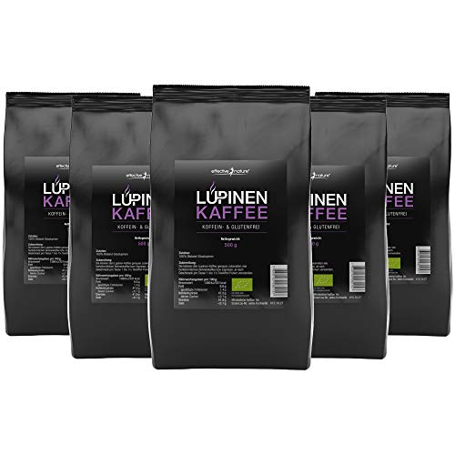 effective nature Lupinenkaffee - 5 x 500 g Pulver - Der ideale Kaffeeersatz - Koffein- und Glutenfrei - Bio Qualität - In Deutschland hergestellt von effective nature