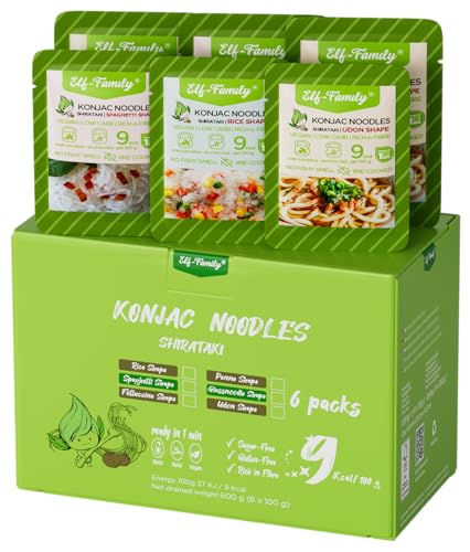 Elf-Family 3+3 Sorten Probierpaket Shirataki Nudeln 9kcal Low Carb Konjak Nudeln -Spaghetti/Reis/Udon Elf-Family 3+3 Sorten Probierpaket Shirataki Nudeln 9kcal Low Carb Konjak Nudeln -Spaghetti/Reis/Udon von elf-family
