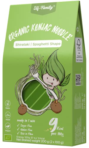 Elf-Family Keto-Diät für 20 Tage, 24 Portionen Bio Konjak Nudeln Ultra Low Carb, Shirataki Nudeln Vegan Glutenfrei-270g x24er Box(48 pack), Instant Pasta ohne kohlenhydrate/Kalorienarme -Spaghetti von elf-family