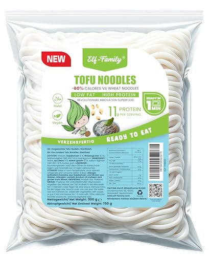 Elf-Family Tofu Nudeln - Instant Nudeln Niedrig Kalorien, High Protein, Schnellkochend, Vegan, Authentisch aus Thailand(1 x 300 g) V3 von elf-family