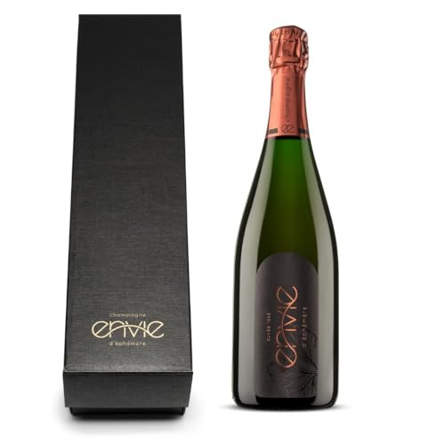 en vie d’éphémère Champagne Rosé in Geschenk-Verpackung, veganer Roséchampagner aus nachhaltigem Anbau, brut, trocken, fruchtig, milde Säure, Pinot Noir, Premier Cru, 0,75 l Flasche in schöner Box von en vie d'éphémère