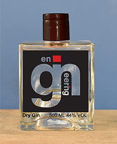 enGINeering Distilled Dry Gin 0,5 l - 44% Vol. Alc. - Innovativ und überzeugend - Wacholder, Koriander, Meeresalgen gepaart mit Exotik der Banane und roten Äpfel von engineering