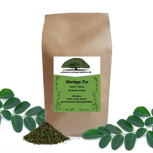 erlesene-naturprodukte Moringa-Tee aus Hand-geernteten, feinst geschnittenen Moringa-Blättern - Vegan & ohne Teein - 1 kg von erlesene-naturprodukte.de