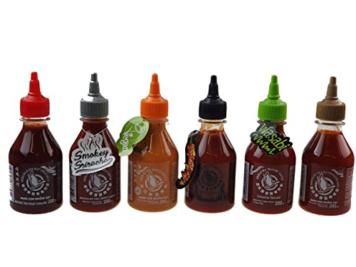 6er Set Sriracha Hot Chili Sauce versch. Sorten 6 x 200ml Chilli Soße von esnado