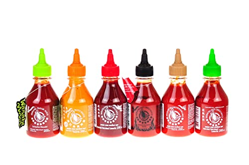 Flying Goose Sriracha scharfe Chilisaucen 6er Set (6 x 200ml) + esnado Drachenanhänger von esnado
