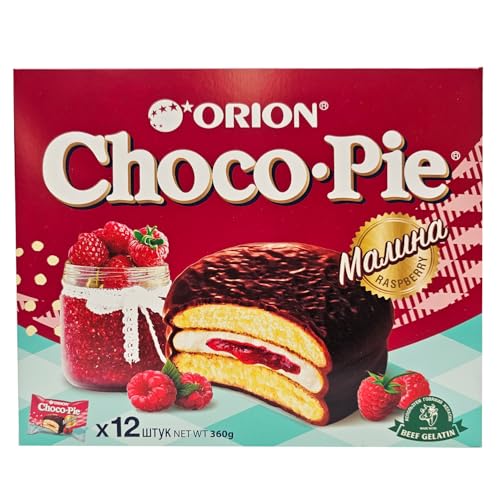 Orion Choco Pie Himbeer | 3 Packungen x 12 Mini Kuchen, einzeln verpackt, halal | Mini Biskuit-Kuchen mit Marshmallow-Mittelschicht, Fruchtcremefüllung und Schokoladenüberzug 360g/Pck. Orion Choco Pie Himbeer | 3 Packungen x 12 Mini Kuchen, einzeln verpackt, halal | Mini Biskuit-Kuchen mit Marshmallow-Mittelschicht, Fruchtcremefüllung und Schokoladenüberzug 360g/Pck. von esnado