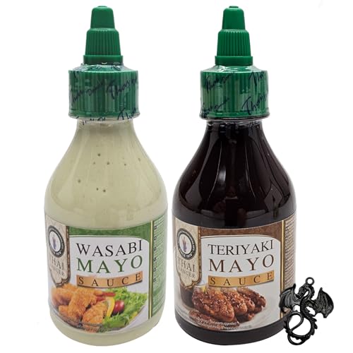 Thai Dancer Teriyaki Mayo + Wasabi Mayo im Probierset 2 x 200 ml mit esnado Drachenanhänger Thai Dancer Teriyaki Mayo + Wasabi Mayo im Probierset 2 x 200 ml mit esnado Drachenanhänger von esnado