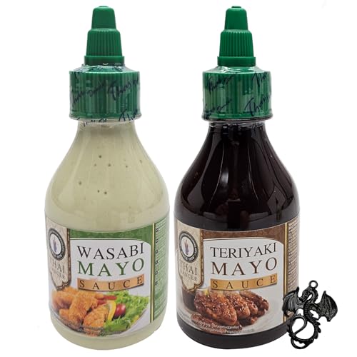 Thai Dancer Teriyaki Mayo + Wasabi Mayo im Probierset 2 x 200 ml mit esnado Drachenanhänger von esnado